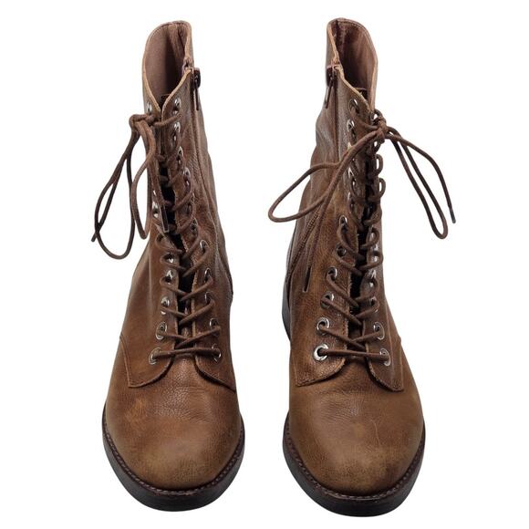 Jeffrey Campbell Ibiza Distressed Brown Leather Ankle Boots Side Zip Size 6.5 - Picture 3 of 14